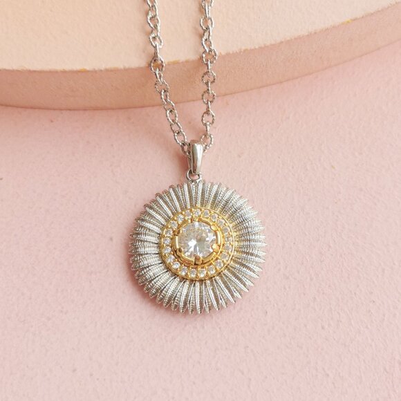 Alicia Bonnie Jewelry - Alicia Bonnie - Brilliance Blossoms White Crystal Gold Silver Necklace - NEW